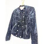 Free People  Dusk till Dawn Velvet Jacket Size XS Band Military Black Y2K Boho Photo 7