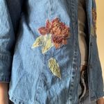 Floral Embroidered Denim Jacket Blue Photo 5