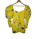 Missguided Yellow Gold Metallic Floral Puff Sleeve Corset Mini Dress US 8 NWOT Photo 9