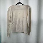 Vintage floral embroidered embellished pearl sweater cardigan‎ small cottagecore White Photo 3