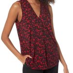 Anne Klein Red and Black Patterned Top Size XL Photo 0