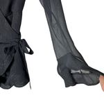 Donna Mizani Eliza Wrap Dress Size Small Mini Black Long Sleeve Ruffle Detail Photo 3