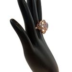 FINE STERLING SILVER 925 W/ A COPPER TINT HEART SHAPED AMETHYST PUFFED RING (8) Photo 1