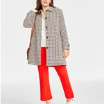 Women’s Checkered Car Coat On 34th Macy’s size XXL Tan Cream Brown Black Photo 8