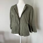 Sanctuary  Womens Jacket 3/4 Sleeve Ruffle Cuff Jacket Cadet Green Small Photo 3