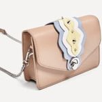 ZARA  TRF Light Pink Tan Crossbody Handbag Silver Chain Studded Purse Clutch Photo 0