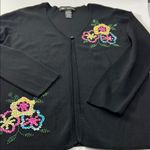 Black Floral Embellished Women's Sweater Size M Photo 12