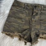 Free People Green Camo Denim Santa Cruz Shorts Photo 3