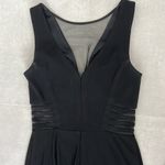 Women size small long black dress with small train bust and waist mesh detail Photo 12