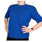 Nordstrom 90s Vintage Short Sleeve Crew Neck Sweater Blue Size Medium Photo 0