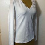 SheIn New BASICS white Cotton V-neck Form Fitted Solid Tee Photo 1