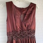 chocolate lace cut out long evening dress Brown Photo 3
