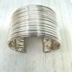 Sterling silver ribbed cuff bracelet, made in Israel Photo 2