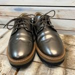 Clarks  Zante Zara Pewter Metallic Leather Oxford Shoes Women's Size 9.5 Comfort Photo 2
