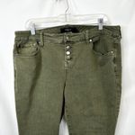 Torrid  Plus Size 18 Jeans Ankle Cropped Olive Green Button Fly Skinny Mid 1598 Photo 2
