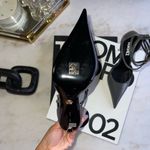 Versace  Pin-Point Gray Leather Pumps Mixed Metal Stiletto Heels Buckle Straps Photo 11