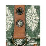 Y2K 90s The Sak Green Floral Canvas Shoulder Bag Brown Faux Leather Trim Purse Photo 3