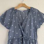 Madewell Embroidered Gingham Tie Waist Wrap Midi Dress Photo 7