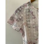 Tularosa  Benson Dress Ivory White Lilac Purple Ruffle Mini Eyelet EUC S Garden Photo 1