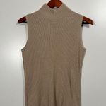 Dana Buchman Sleeveless Turtleneck Size Medium Light Tan Ribbed Top Photo 0
