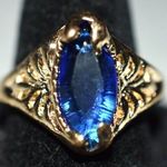 Source Unknown NWOT Majestic Blue Beveled Glass Inset Gold Tone Metal Alloy Size 11.5 Glam Ring Photo 0