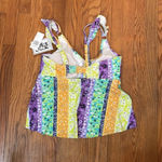Salt + Cove patchwork tankini top swimsuit juniors size 1 (16/18) Nwt Yellow Photo 3