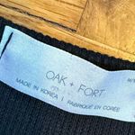 Oak + Fort  Womens Medium Black Ribbed Long Sleeve Scoop Neck Button Shirt Crop Top Photo 6