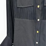 Proenza Schouler Black Paneled Crepe Pleated Chiffon Maxi Dress 0 Photo 5