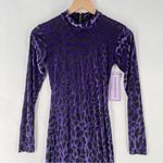 Goodtime USA Purple Burnout Velvet Geometric Long Sleeve Mock Neck Midi Dress Photo 2