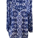 New Beach Lunch Lounge Penelope Top Blouse Blue White Size XL Long Sleeve Photo 2