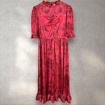 Sea New York Mimi Floral Midi Maxi Dress In Rosewood‎ High Neck Ruffle Sz L Pink Size L Photo 5