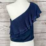 Capulet NEW Revolve Vanessa Navy Ruffle One Shoulder Top, Small, MSRP $158 Photo 9