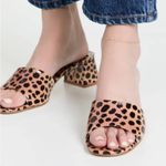 Larroude Brigitte Block Heeled Sandals in Cheetah Print Women’s Size 6 New Black Photo 1