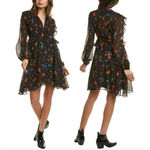 The Kooples Paris Black Daydream Flowers Silk Mini Dress Size 0 Photo 3