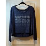Gilly Hicks  Long Sleeve Pullover Top Blue Heathered Graphic Print Women's Sz M # Photo 1