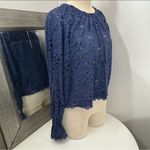 Free People Blue Ruffled Olivia lace Blouse Photo 1