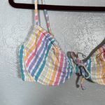 J.Crew Women 38D Rainbow Stripe Seersucker Underwire Bikini Top Bow Front Photo 1