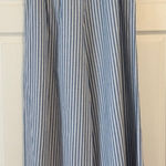 NWOT Women's Pleated Front Wide Leg Pants L Blue White Stripe 100% Cotton Size L Photo 0
