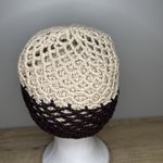 Prana Beanie Hat Tan Brown Crochet Knit Flower Winter Boho Neutral Cute Casual Photo 2