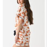Katie Kime Austin Toile Pajama Shorts in Burnt Orange White Size Small Photo 1