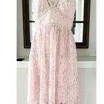 Monique Lhuillier ML Lace Halter Midi Dress in Rose Quartz NWT, Size 10 Photo 7