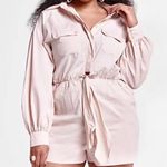 Fashion to figure Beige Raquel Tie Front Utility Cotton Lightweight Romper Sz 1X Photo 0