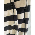 Tommy Hilfiger Shirt Women’s Large Black White Stripe Nautical Zip Leather Trim Photo 8