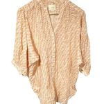 Anthropologie  Maeve Lena Orange Yard Dyed Balloon Sleeve Button Front Tunic Top Photo 0