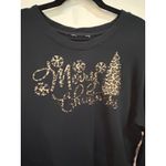 Merry Christmas Sweatshirt Leopard Print‎ Holiday Black Long Sleeve Size XL Photo 1