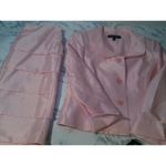 Kasper Women Career Skirt suit Size 10 Pink Satin Three Button Up Top Photo 6