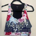 Johnny Was Bee Active Rose Patch Cross Hem Sports Bra athletic boho Size XXL Photo 0