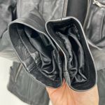 First Classics Black Leather Quilted Hooded Biker Jacket Photo 4