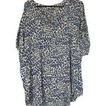 Grand & Greene Blue & White Print Short Sleeve V Photo 0