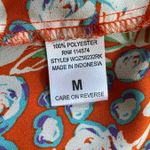 Pleione Retro Floral Tie‑Neck Sleeveless Blouse tank Orange Blue - M EUC Photo 5